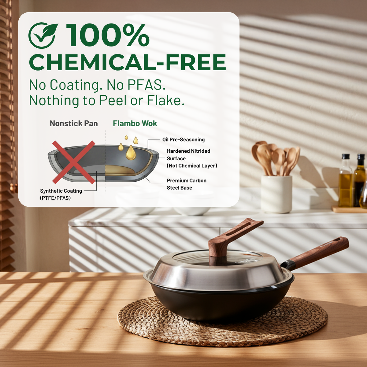 Carbon Steel Wok with Lid